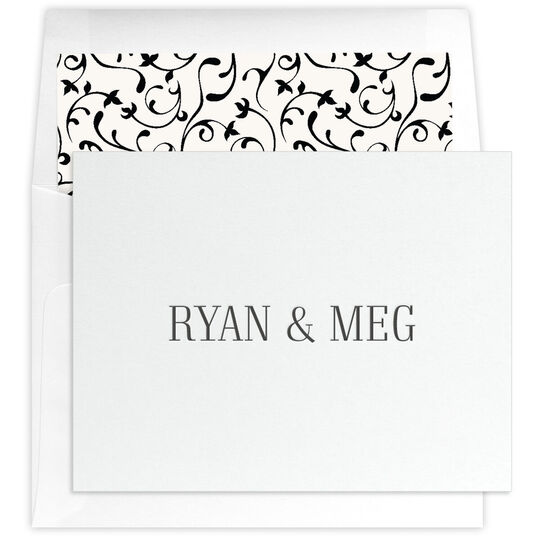 Tall Name Folded Note Cards - Letterpress